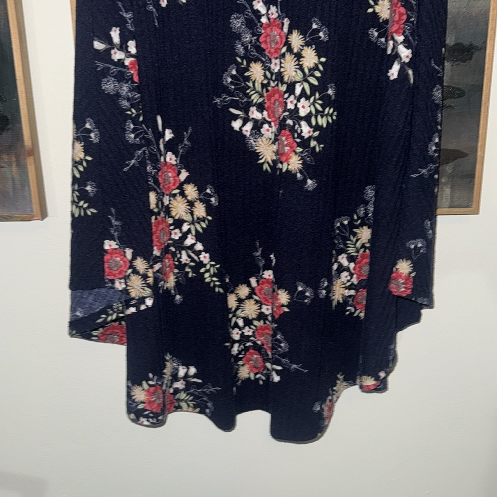 Flamingo Urban Midi Navy Blue Dress with Floral Pattern Size Medium - Picture 5 of 8
